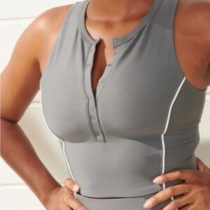 A&F Abercrombie Fitch YPB sculptLUX Curve Love Plunge Henley Tank Plus Size XXL